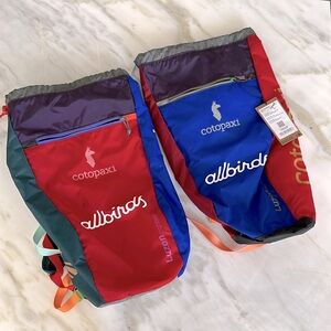 Pair of Cotopaxi x Allbirds collab backpacks